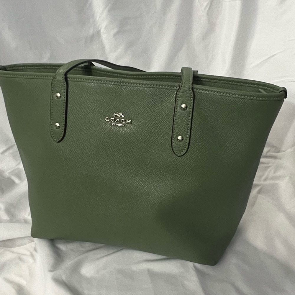 Coach Olive Green Leather Tote